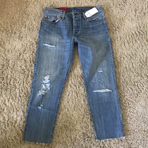 Levi 501 CT Distress Boyfriend Jeans Time Gone By - Picture 5 of 6